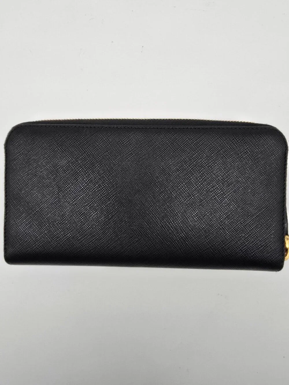 Authentic Prada Black Saffiano Leather Zip-Around Wallet